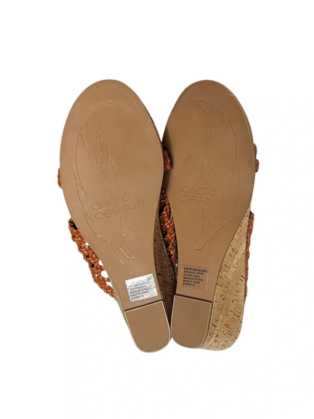 🌻NEW NWOT Andre Assous Bryana Woven Cork Wedge Sandals Women's Size 8.5